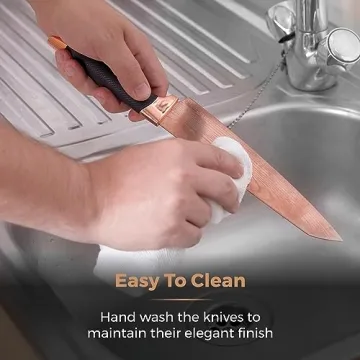 Tower Damascus Effect Kitchen Knife Set with Stainless Steel Blades and Acrylic Stand, 5 Piece, Black 5 Count