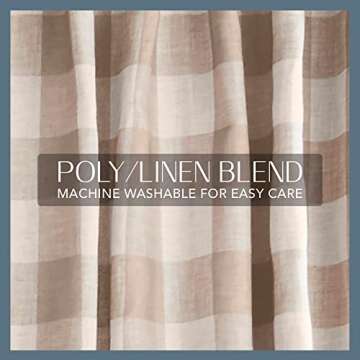 Elrene Home Fashions Farmhouse Living Grainger Buffalo-Check Blackout Window Curtain, Living Room and Bedroom Drape with Rod Pocket Tabs, 52" x 84", Linen, 1 Panel