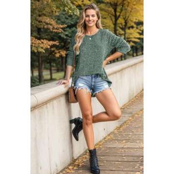 Jescakoo Tunic Tops to Wear with Leggings Pullover Sweaters for Women 2024 Green M