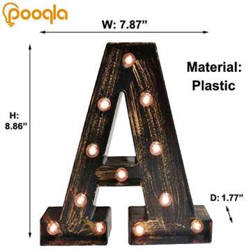 Vintage Light Up Marquee Letters with Lights Illuminated Industrial Style Lighted Alphabet Letter Signs Coffee Bar Apartment Bedroom Wall Home Initials Decor