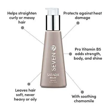 SEVEN Haircare SATARA Relax Serum, Hair Oil for Men & Women, Straightening Serum for Shine, Frizzy, Dry, Damaged Hair, Anti Frizz Thermal Protection with Rosemary & Chamomile, Made in USA, 3.2 oz