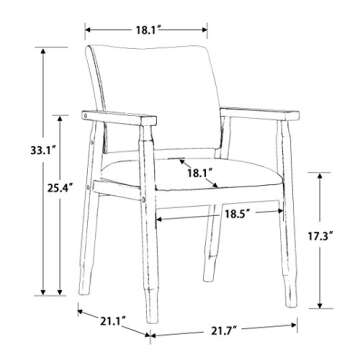thksbought Set of 2 Mid Century Modern Walnut Dining Chairs Wood Arm Beige Fabric Kitchen Cafe Livin...