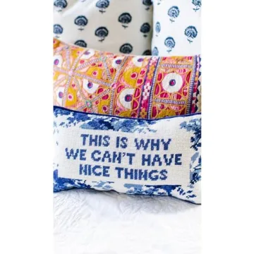 FURBISH Handmade Needlepoint Pillow - Stylish Decor Accent