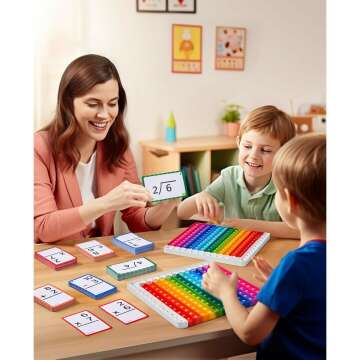 Math Flash Cards & Fidget Chart for Kids Ages 4-8