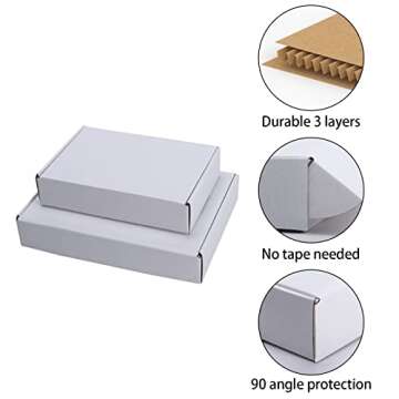 Lyeasw 11x8x2 Inch Shipping Boxes 20 Pack Corrugated Cardboard Box Mailer for Small Business Mailing Packing, White
