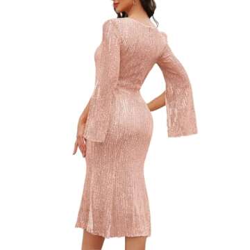 COOAN Cocktail Dress for Women, Weddings as a Guest, Evening Party Formal Sequin Dress, Sequin Slim ...