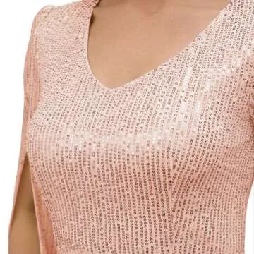 COOAN Cocktail Dress for Women, Weddings as a Guest, Evening Party Formal Sequin Dress, Sequin Slim Midi Fishtail Dresses