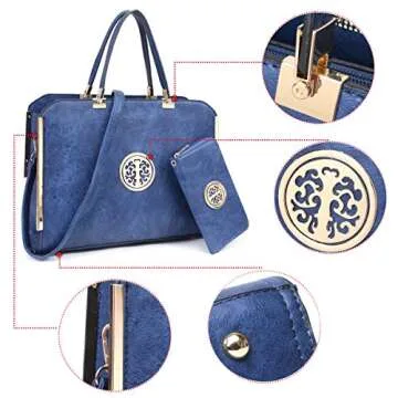 MMK collection Women Fashion Matching Satchel/ Tote handbags with walle(6417)t~Designer Purse with Wristlet Wallet