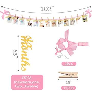 VGOODALL 1st Birthday Photo Banner - Milestone Decoration