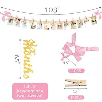 VGOODALL 1st Birthday Photo Banner - Milestone Decoration
