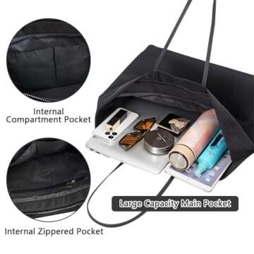 Lizbin Tote Bag for Women, Handbags for Women, Women Fashion Handbags Tote Bags, Tote Shoulder Bag for Women, Shoulder Satchel Bags Top Handle Handbags Ladies Shoulder Bags Hobo Bag (Black)