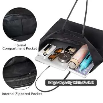Lizbin Tote Bag for Women, Handbags for Women, Women Fashion Handbags Tote Bags, Tote Shoulder Bag for Women, Shoulder Satchel Bags Top Handle Handbags Ladies Shoulder Bags Hobo Bag (Black)