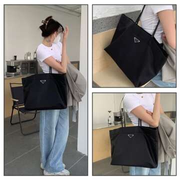 Lizbin Tote Bag for Women, Handbags for Women, Women Fashion Handbags Tote Bags, Tote Shoulder Bag for Women, Shoulder Satchel Bags Top Handle Handbags Ladies Shoulder Bags Hobo Bag (Black)