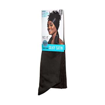 KISS COLORS & CARE Silky Satin Edge Scarf, Black - Sleek satin helps lay down edges, Designed For Mo...