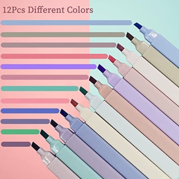 Konket 12Pcs Aesthetic Pastel Highlighters for No Bleed