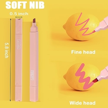 Konket 12Pcs Aesthetic Pastel Highlighters for No Bleed