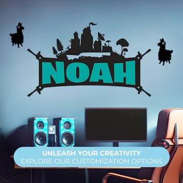 CRYTONITE Personalized Name Famous Game Decorations I Wall Decals for Gaming Room Decor I Custom Decal for Famous Game Party Decorations I Boys Bedroom Decor (Wide 20"x12" Height)