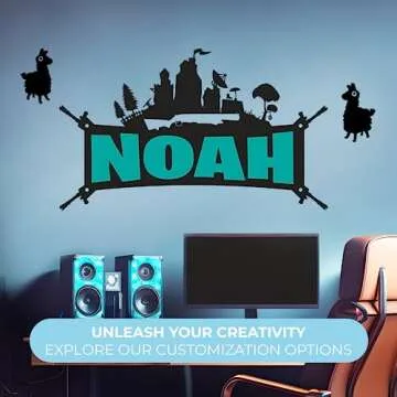 CRYTONITE Personalized Name Famous Game Decorations I Wall Decals for Gaming Room Decor I Custom Decal for Famous Game Party Decorations I Boys Bedroom Decor (Wide 20"x12" Height)