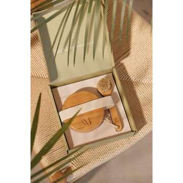 CSM Dry Brushing Body Brush Set- Natural Bristle Body Brush, Exfoliating Face Brush for Soft Skin: Kit contains 1 Dry Brush for Face + 1 Body Brush for Lymphatic Drainage, Cellulite, and Circulation