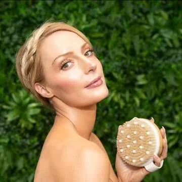 CSM Dry Brushing Body Brush Set- Natural Bristle Body Brush, Exfoliating Face Brush for Soft Skin: Kit contains 1 Dry Brush for Face + 1 Body Brush for Lymphatic Drainage, Cellulite, and Circulation