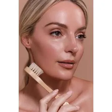 CSM Dry Brushing Body Brush Set- Natural Bristle Body Brush, Exfoliating Face Brush for Soft Skin: Kit contains 1 Dry Brush for Face + 1 Body Brush for Lymphatic Drainage, Cellulite, and Circulation