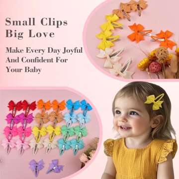 Ruyaa Hair Clips 40-Pack - Vibrant Hair Bows for Kids