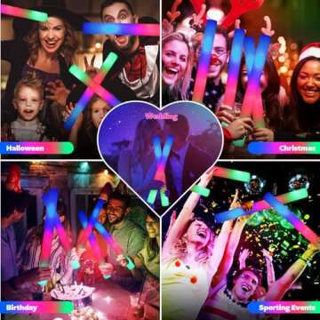 Wellent LED Foam Glow Sticks - 200 PCS for Parties