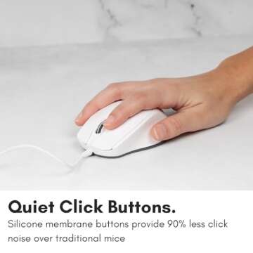 Macally USB C Mouse for Mac - Precise, Comfortable, and Quiet - Wired Type C Mouse for MacBook Pro |Air|PC|iOS|Android - Ambidextrous Body, 4 DPI Modes, & Silent Buttons - Optical Mouse USB C - White