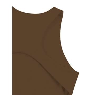 Remidoo Women's Sexy High Neck Sleeveless Bodysuit Backless Leotard Slim Fitted Tank Top Mocha Brown Large