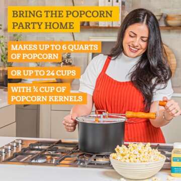 Franklin's Gourmet Popcorn Popper - 6 Quarts Original Stovepop Popcorn Maker with FREE Organic Popcorn Kit - Delicious & Healthy Movie Theater Popcorn - Homemade Popcorn Machine Just Like the Movies