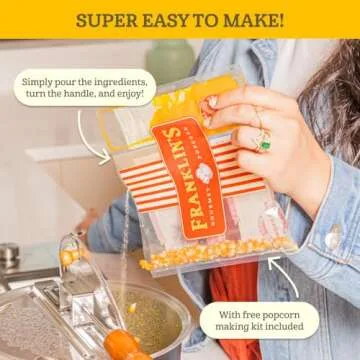 Franklin's Gourmet Popcorn Popper - 6 Quarts Original Stovepop Popcorn Maker with FREE Organic Popcorn Kit - Delicious & Healthy Movie Theater Popcorn - Homemade Popcorn Machine Just Like the Movies