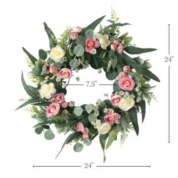 Sullivans 24 Inch Pink Ranunculus Blossom Wreath
