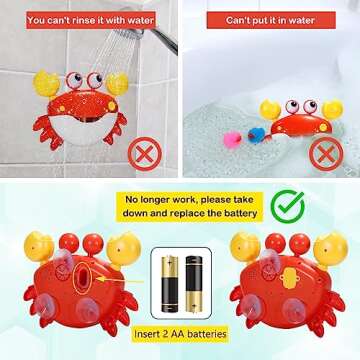 Crab Bubble Machine Bath Toy, Bubble Maker, Plays Children's Songs, for Toddlers 1-3 Years, Battery Operated