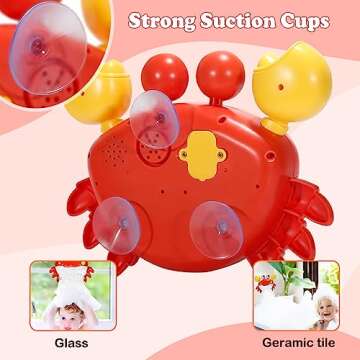 Crab Bubble Machine Bath Toy, Bubble Maker, Plays Children's Songs, for Toddlers 1-3 Years, Battery Operated