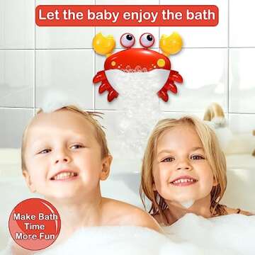 Crab Bubble Machine Bath Toy, Bubble Maker, Plays Children's Songs, for Toddlers 1-3 Years, Battery Operated