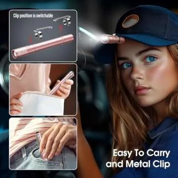 RECHOO LED Pen Light 4 Pack, Lightweight, Small Bright Pen Flashlight with Clip, Waterproof Portable Pocket Flashlight for Home, Emergencies, Inspection, Pink (Battery Included)