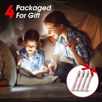 RECHOO LED Pen Light 4 Pack, Lightweight, Small Bright Pen Flashlight with Clip, Waterproof Portable Pocket Flashlight for Home, Emergencies, Inspection, Pink (Battery Included)