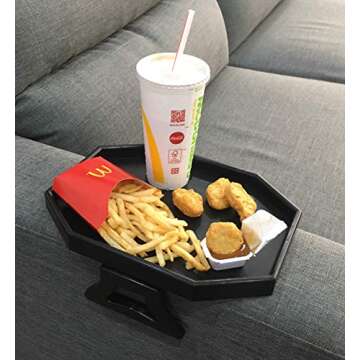 Xchouxer Sofa Arm Clip Table, Armrest Tray Table, Drinks/Remote Control/Snacks Holder,2.5D x 9W x 4.5H in (Black) …