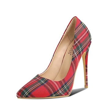 wetkiss Red Plaid Heels for Christmas Parties