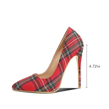 wetkiss Red Plaid Heels for Christmas Parties