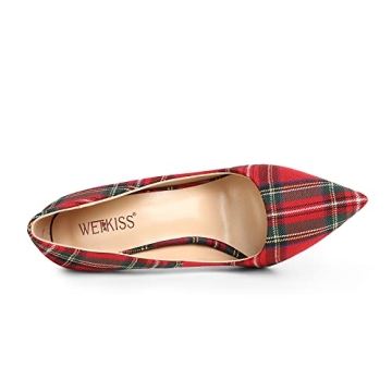 wetkiss Red Plaid Heels for Christmas Parties