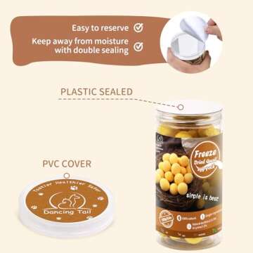 Dancing Tail Freeze Dried Cat and Dog Treats, Limited Ingredient Quail Egg Yolk Healthy Tasty Snacks for Training (4.6 Ounce)