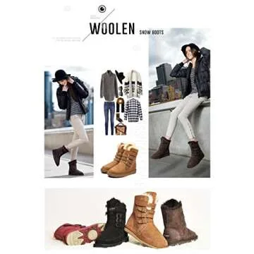 AU&MU Womens Classic Thermal Mid Calf Short Winter Snow Boots Chestnut Size 10