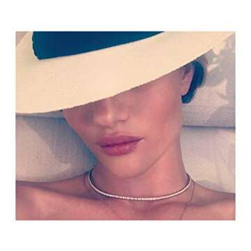 EFTOM Silver Rhinestone Choker Necklace Diamond Tennis Necklaces for Women 1 Row