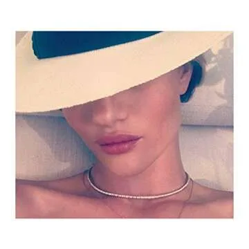 EFTOM Silver Rhinestone Choker Necklace Diamond Tennis Necklaces for Women 1 Row