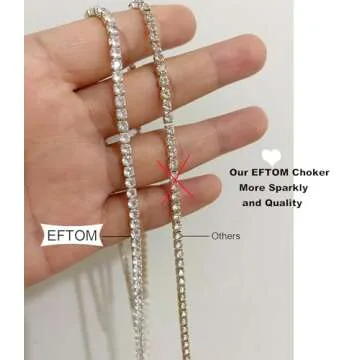 EFTOM Silver Rhinestone Choker Necklace Diamond Tennis Necklaces for Women 1 Row