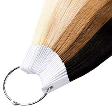 Felek 100% Human Hair Color Ring Testing Hair Swatches 8.5 Inch Dye Color Samples for Salon Hair Col...