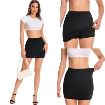 Bodycon Mini Skirt with Shorts Underneath, Sexy Night Club Y2k Summer High Waisted Elastic Pencil Sk...
