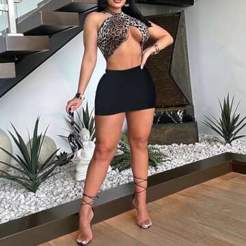 Bodycon Mini Skirt with Shorts Underneath, Sexy Night Club Y2k Summer High Waisted Elastic Pencil Skirts for Women (2857 Black S)