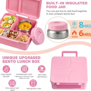 Bento Lunch Box with Insulated Soup Thermo for Kids